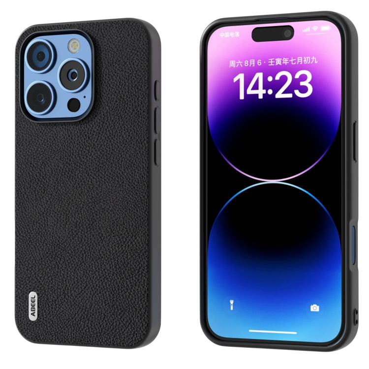 ABEEL Genuine Leather + PC Litchi Texture Phone Case, For iPhone 16 Pro Max, For iPhone 16 Pro, For iPhone 16 Plus, For iPhone 16, For iPhone 15 Pro Max, For iPhone 15 Pro