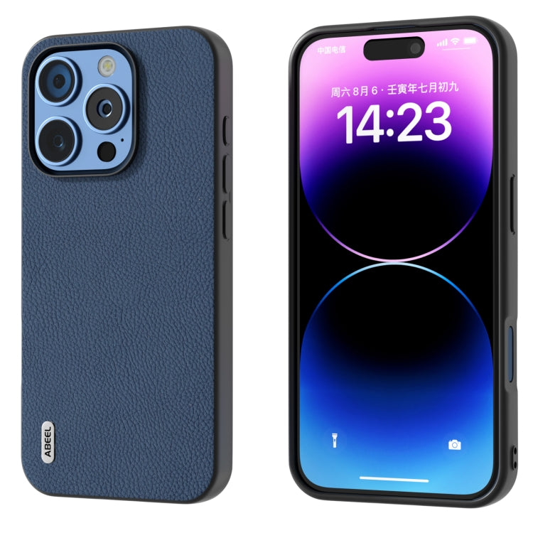 ABEEL Genuine Leather + PC Litchi Texture Phone Case, For iPhone 16 Pro Max, For iPhone 16 Pro, For iPhone 16 Plus, For iPhone 16, For iPhone 15 Pro Max, For iPhone 15 Pro