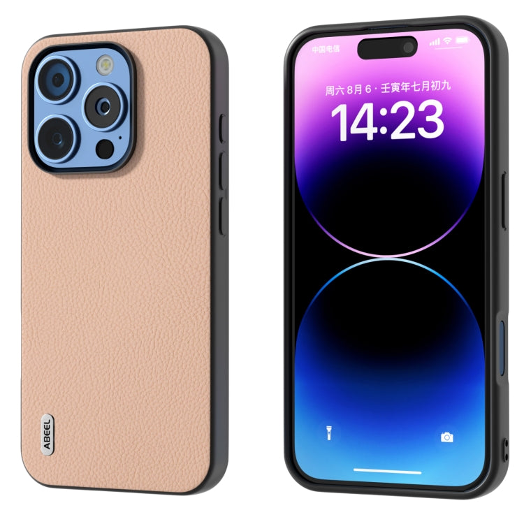ABEEL Genuine Leather + PC Litchi Texture Phone Case, For iPhone 16 Pro Max, For iPhone 16 Pro, For iPhone 16 Plus, For iPhone 16, For iPhone 15 Pro Max, For iPhone 15 Pro