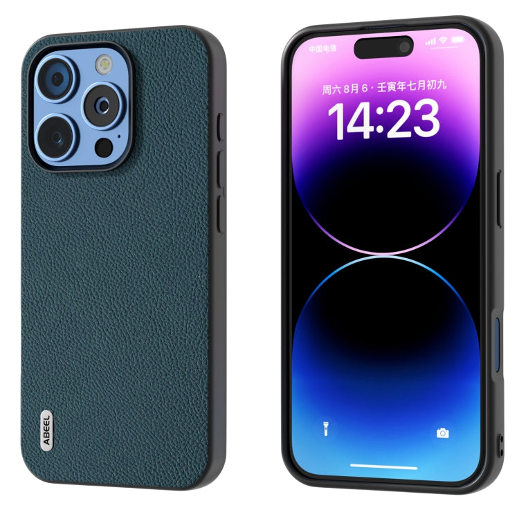 ABEEL Genuine Leather + PC Litchi Texture Phone Case, For iPhone 16 Pro Max, For iPhone 16 Pro, For iPhone 16 Plus, For iPhone 16, For iPhone 15 Pro Max, For iPhone 15 Pro