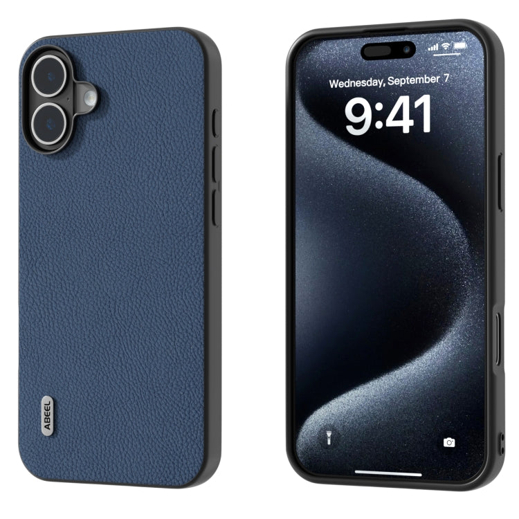 ABEEL Genuine Leather + PC Litchi Texture Phone Case, For iPhone 16 Pro Max, For iPhone 16 Pro, For iPhone 16 Plus, For iPhone 16, For iPhone 15 Pro Max, For iPhone 15 Pro
