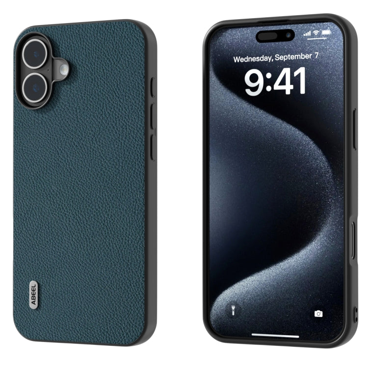 ABEEL Genuine Leather + PC Litchi Texture Phone Case, For iPhone 16 Pro Max, For iPhone 16 Pro, For iPhone 16 Plus, For iPhone 16, For iPhone 15 Pro Max, For iPhone 15 Pro