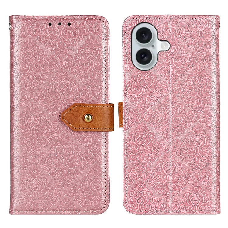 European Floral Embossed Leather Phone Case, For iPhone 16 Pro Max, For iPhone 16 Pro, For iPhone 16 Plus, For iPhone 16, iPhone 16e, For iPhone 15 Pro Max, For iPhone 15 Pro, For iPhone 15 Plus