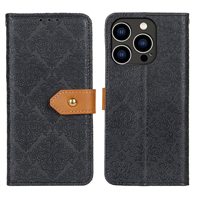 European Floral Embossed Leather Phone Case, For iPhone 16 Pro Max, For iPhone 16 Pro, For iPhone 16 Plus, For iPhone 16, iPhone 16e, For iPhone 15 Pro Max, For iPhone 15 Pro, For iPhone 15 Plus