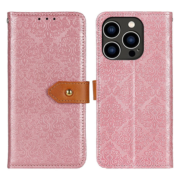 European Floral Embossed Leather Phone Case, For iPhone 16 Pro Max, For iPhone 16 Pro, For iPhone 16 Plus, For iPhone 16, iPhone 16e, For iPhone 15 Pro Max, For iPhone 15 Pro, For iPhone 15 Plus