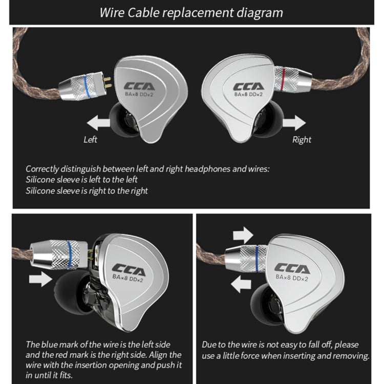 CCA CCA-C10 3.5mm Gold Plated Plug Ten Unit Hybrid Wire-controlled In-ear Earphone, without Mic