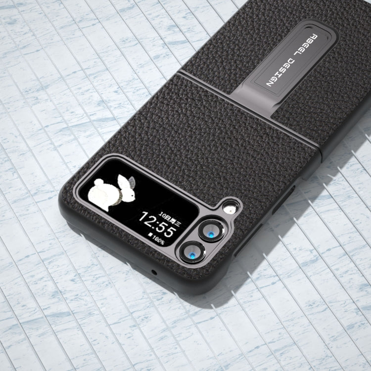 Genuine Leather Litchi Texture Phone Case with Holder