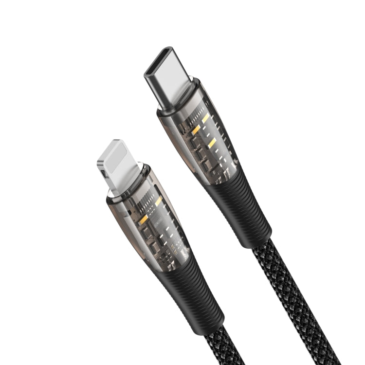 Câble de données et de charge rapide transparent DUZZONA A5 PD 20 W USB-C/Type-C vers 8 broches, longueur : 1 m, A5