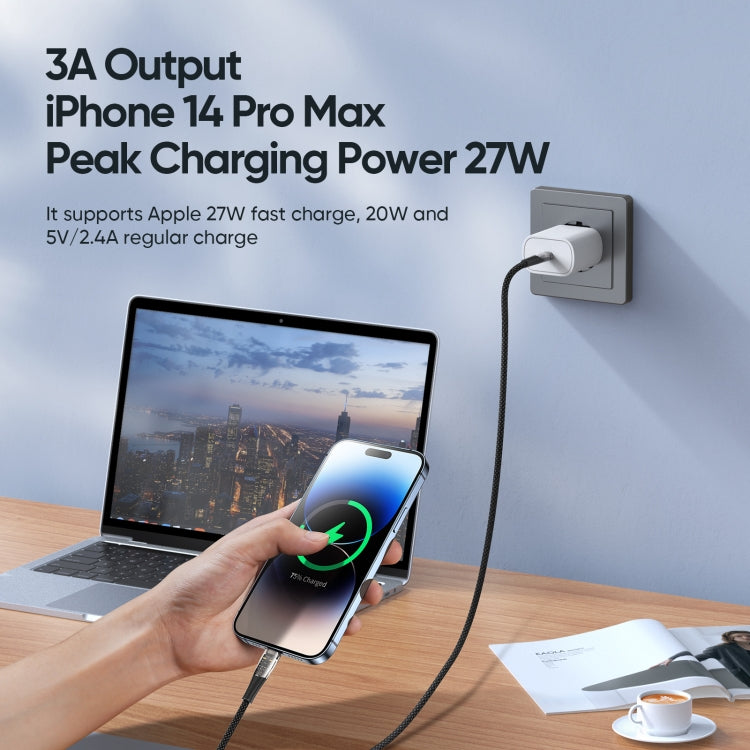 Câble de données et de charge rapide transparent DUZZONA A5 PD 20 W USB-C/Type-C vers 8 broches, longueur : 1 m, A5