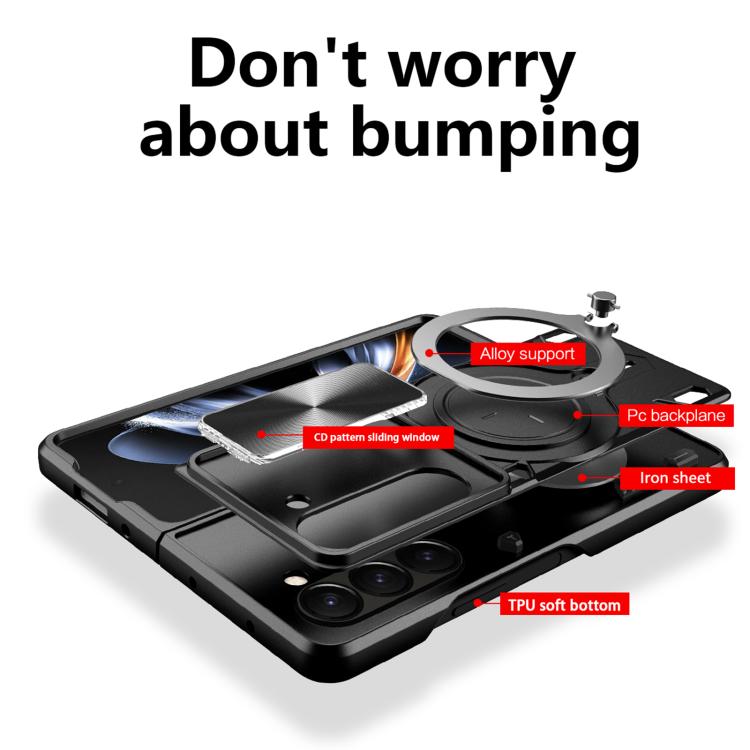 CD Texture Sliding Camshield Magnetic Holder Phone Case, For Samsung Galaxy Z Fold7, For Samsung Galaxy Z Fold5