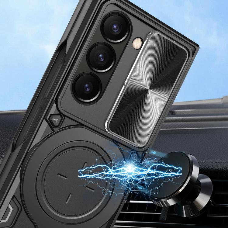 CD Texture Sliding Camshield Magnetic Holder Phone Case, For Samsung Galaxy Z Fold7, For Samsung Galaxy Z Fold5
