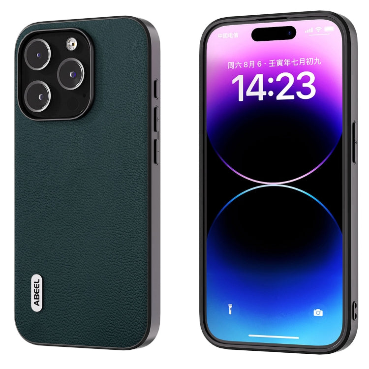ABEEL Genuine Leather Luolai Series Phone Case, For iPhone 16 Pro Max, For iPhone 16 Pro, For iPhone 16 Plus, For iPhone 16, For iPhone 15 Pro Max, For iPhone 15 Pro