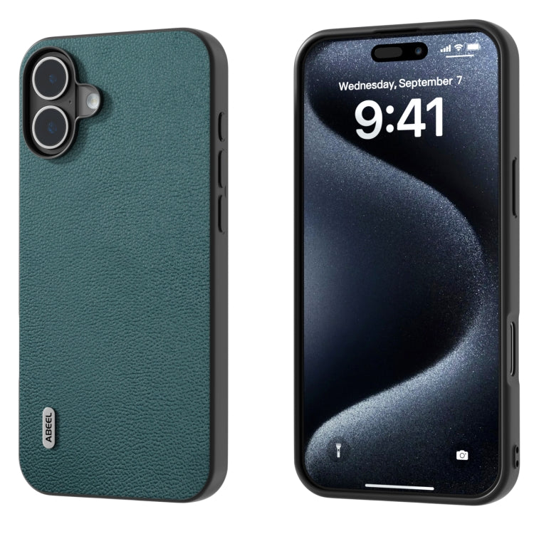 ABEEL Genuine Leather Luolai Series Phone Case, For iPhone 16 Pro Max, For iPhone 16 Pro, For iPhone 16 Plus, For iPhone 16, For iPhone 15 Pro Max, For iPhone 15 Pro