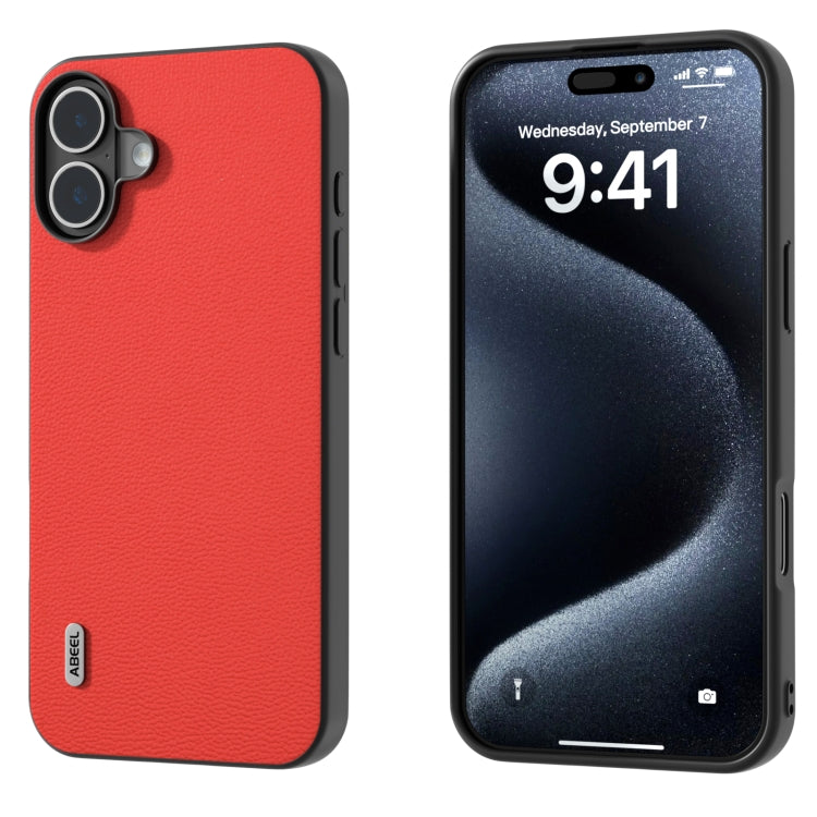 ABEEL Genuine Leather Luolai Series Phone Case, For iPhone 16 Pro Max, For iPhone 16 Pro, For iPhone 16 Plus, For iPhone 16, For iPhone 15 Pro Max, For iPhone 15 Pro