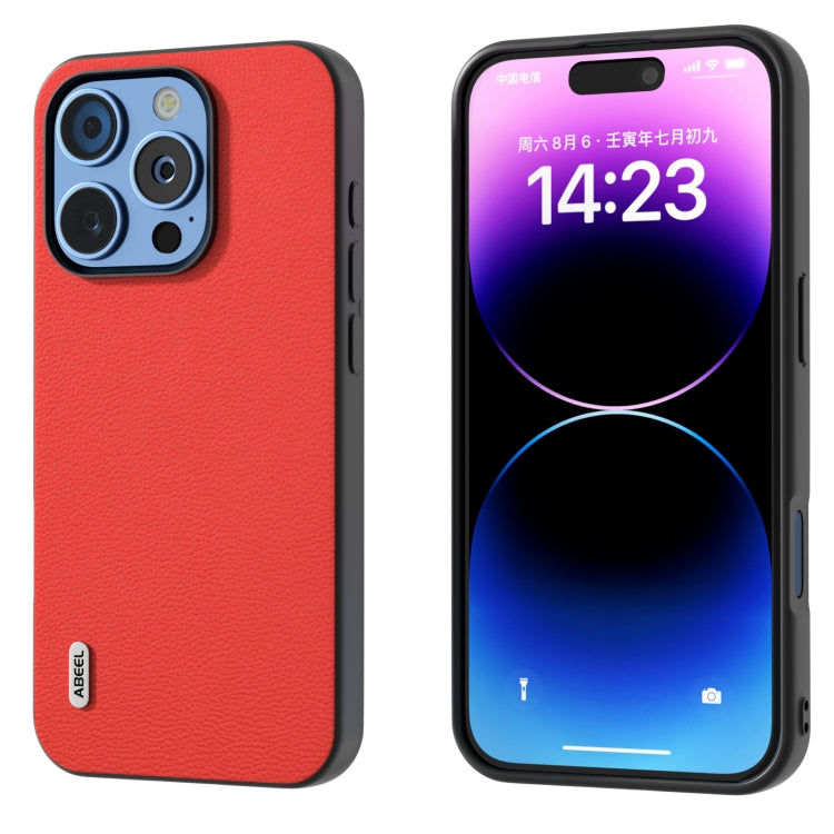 ABEEL Genuine Leather Luolai Series Phone Case, For iPhone 16 Pro Max, For iPhone 16 Pro, For iPhone 16 Plus, For iPhone 16, For iPhone 15 Pro Max, For iPhone 15 Pro