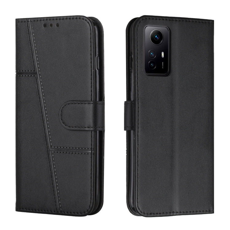 Stitching Calf Texture Buckle Leather Phone Case