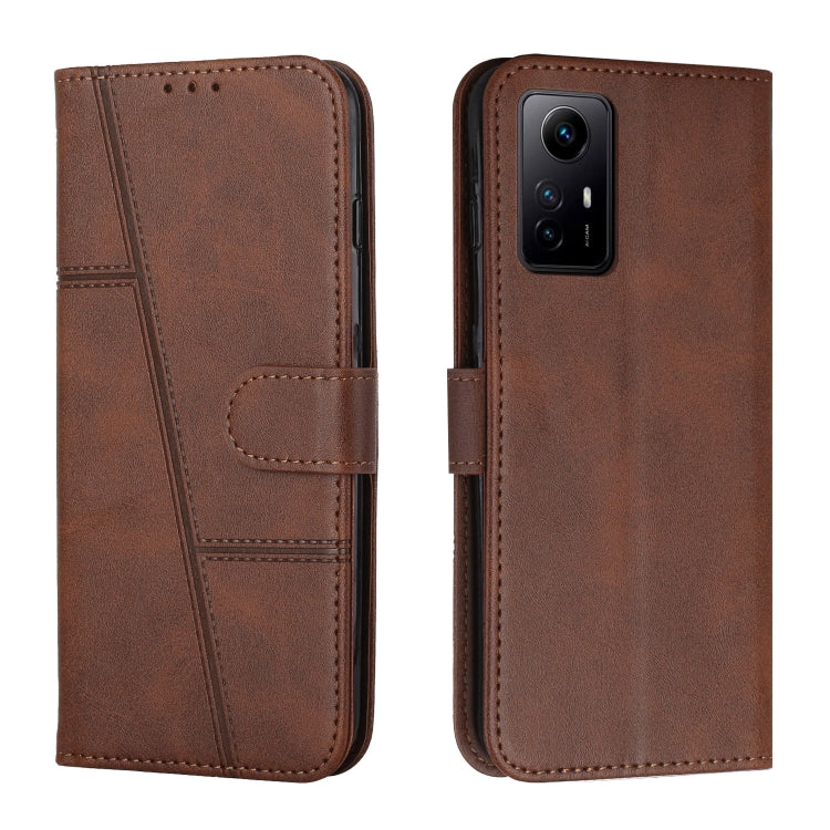 Stitching Calf Texture Buckle Leather Phone Case