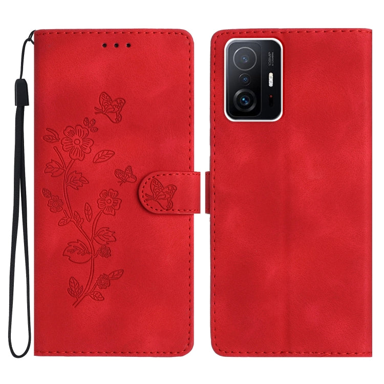 Flower Butterfly Embossing Pattern Leather Phone Case
