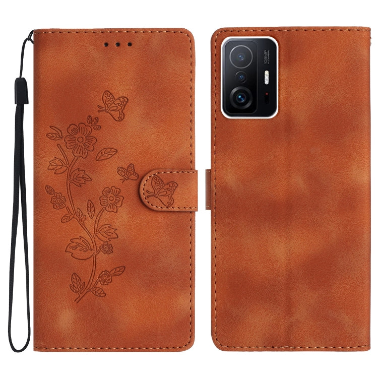 Flower Butterfly Embossing Pattern Leather Phone Case