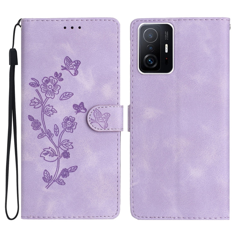 Flower Butterfly Embossing Pattern Leather Phone Case