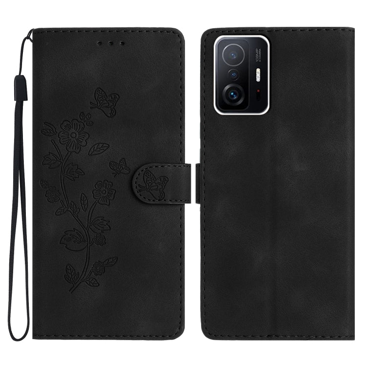 Flower Butterfly Embossing Pattern Leather Phone Case