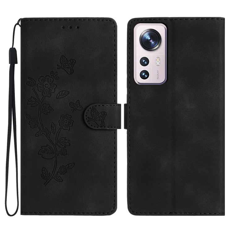 Flower Butterfly Embossing Pattern Leather Phone Case