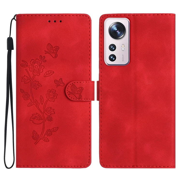 Flower Butterfly Embossing Pattern Leather Phone Case