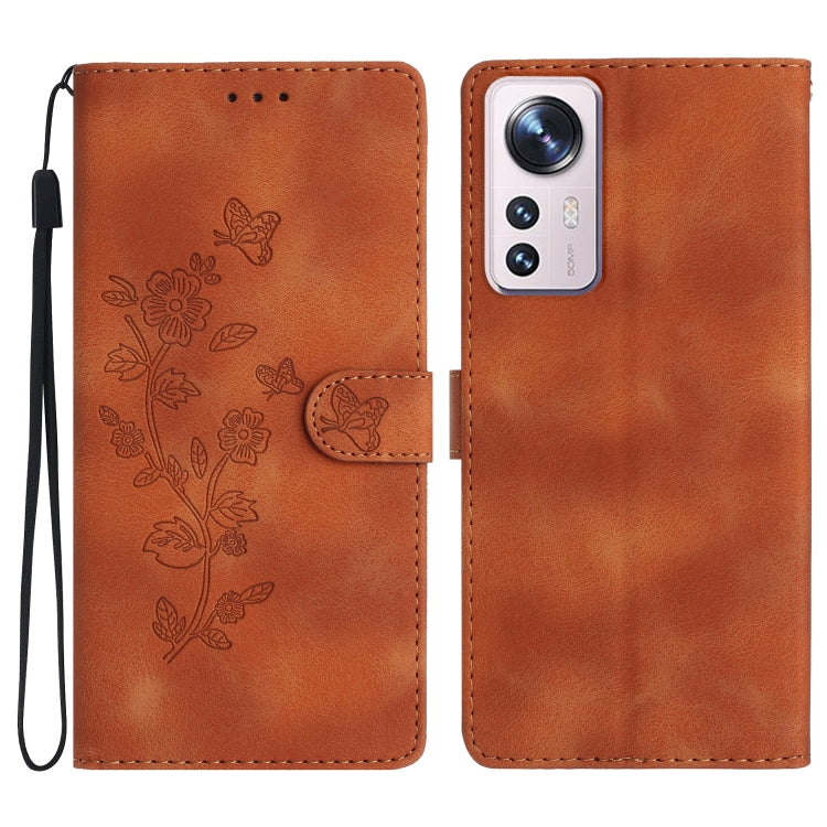 Flower Butterfly Embossing Pattern Leather Phone Case