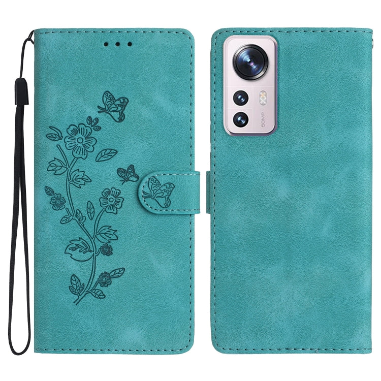 Flower Butterfly Embossing Pattern Leather Phone Case