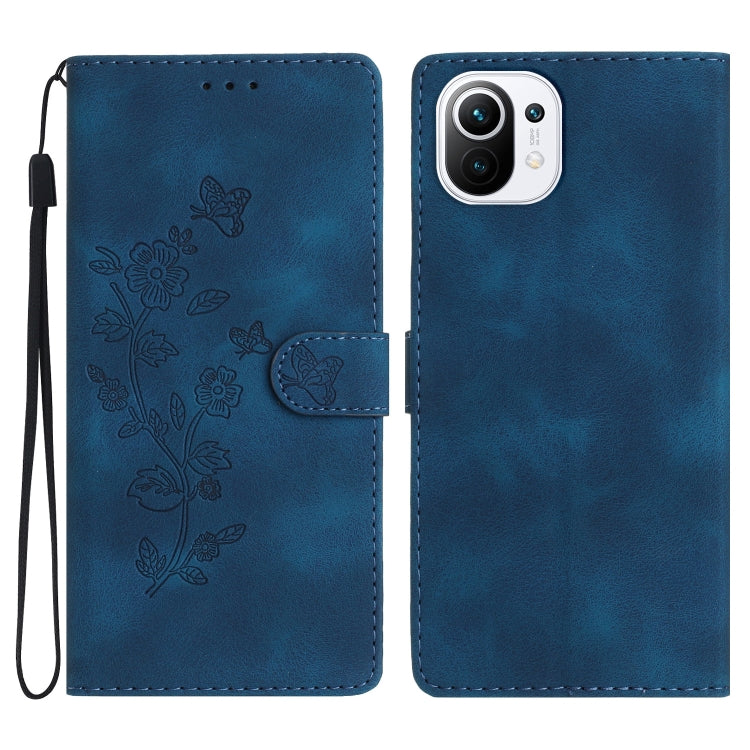 Flower Butterfly Embossing Pattern Leather Phone Case