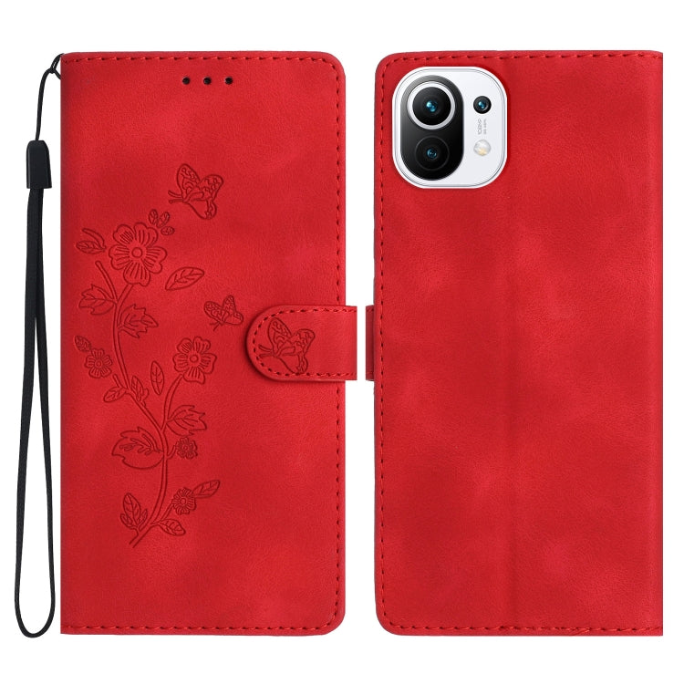 Flower Butterfly Embossing Pattern Leather Phone Case