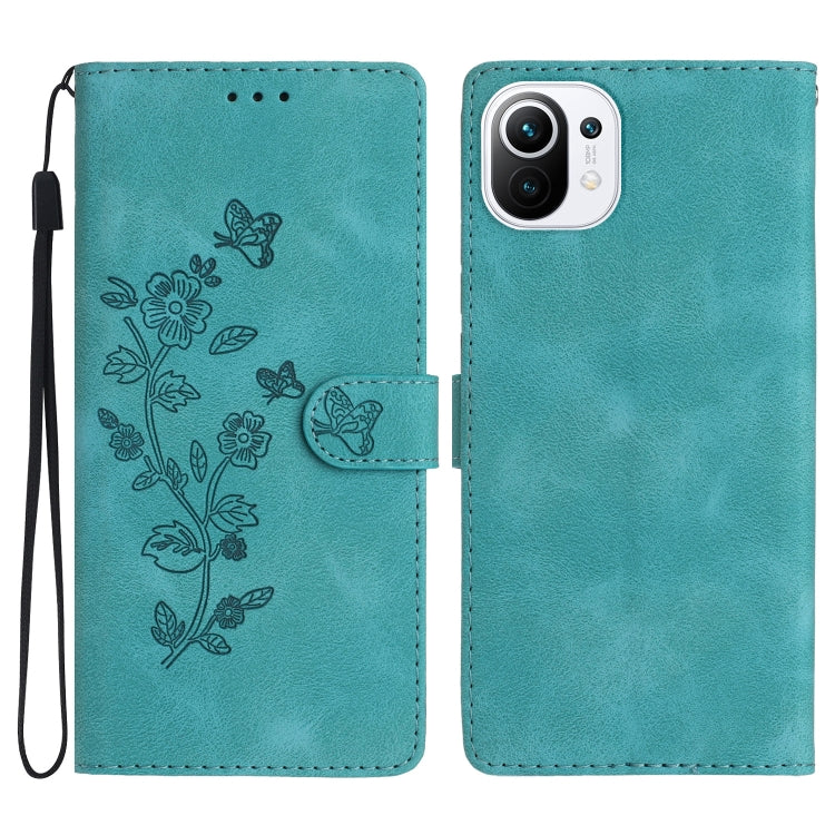 Flower Butterfly Embossing Pattern Leather Phone Case