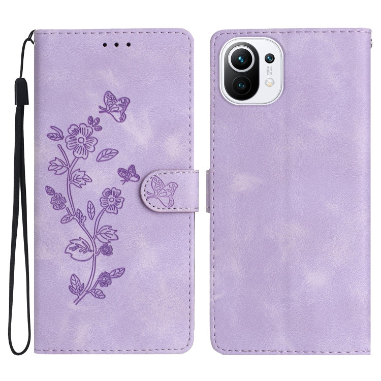 Flower Butterfly Embossing Pattern Leather Phone Case