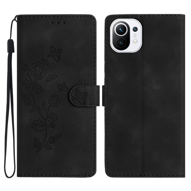 Flower Butterfly Embossing Pattern Leather Phone Case