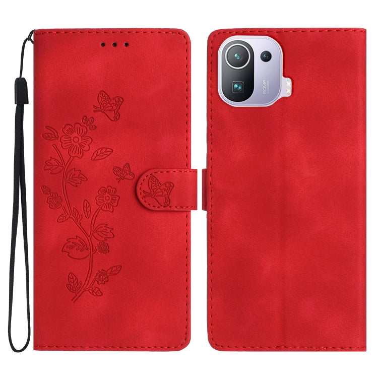 Flower Butterfly Embossing Pattern Leather Phone Case