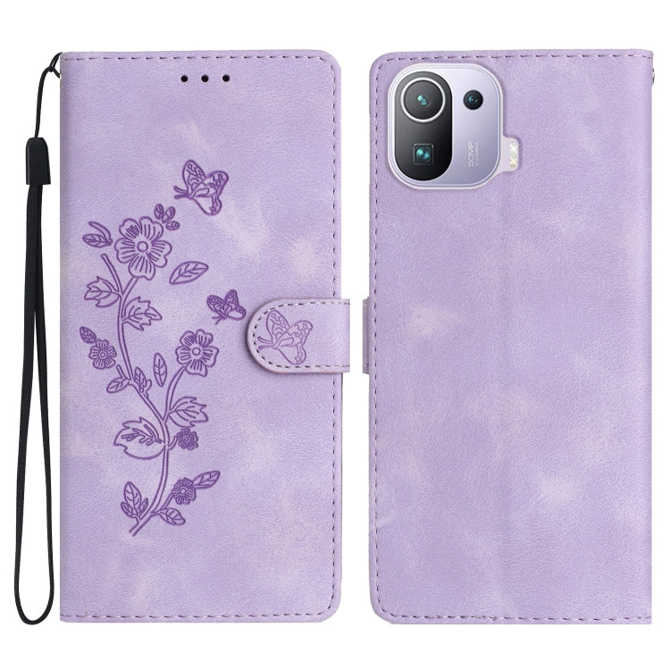 Flower Butterfly Embossing Pattern Leather Phone Case