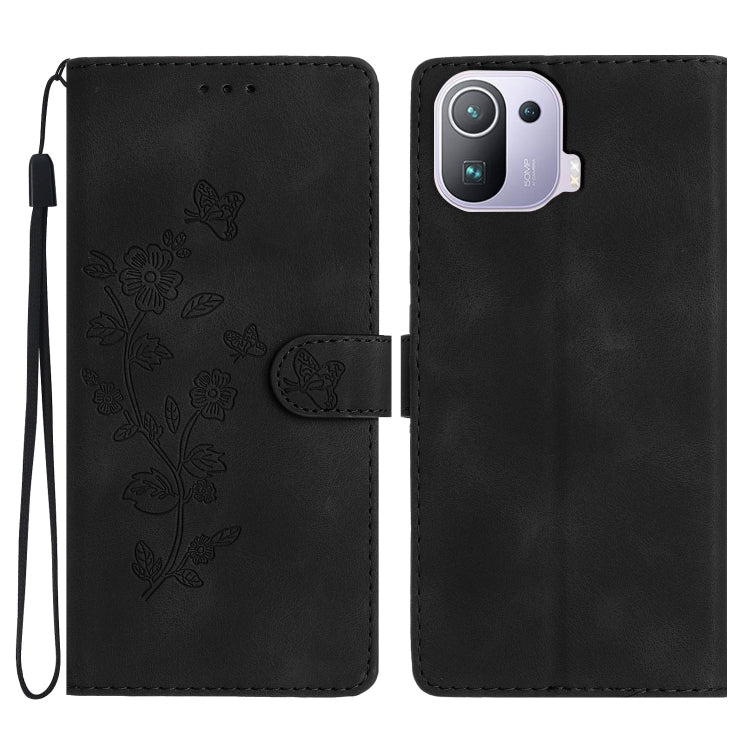 Flower Butterfly Embossing Pattern Leather Phone Case