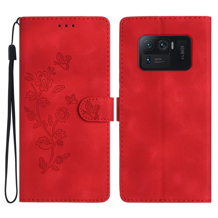 Flower Butterfly Embossing Pattern Leather Phone Case