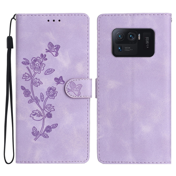 Flower Butterfly Embossing Pattern Leather Phone Case