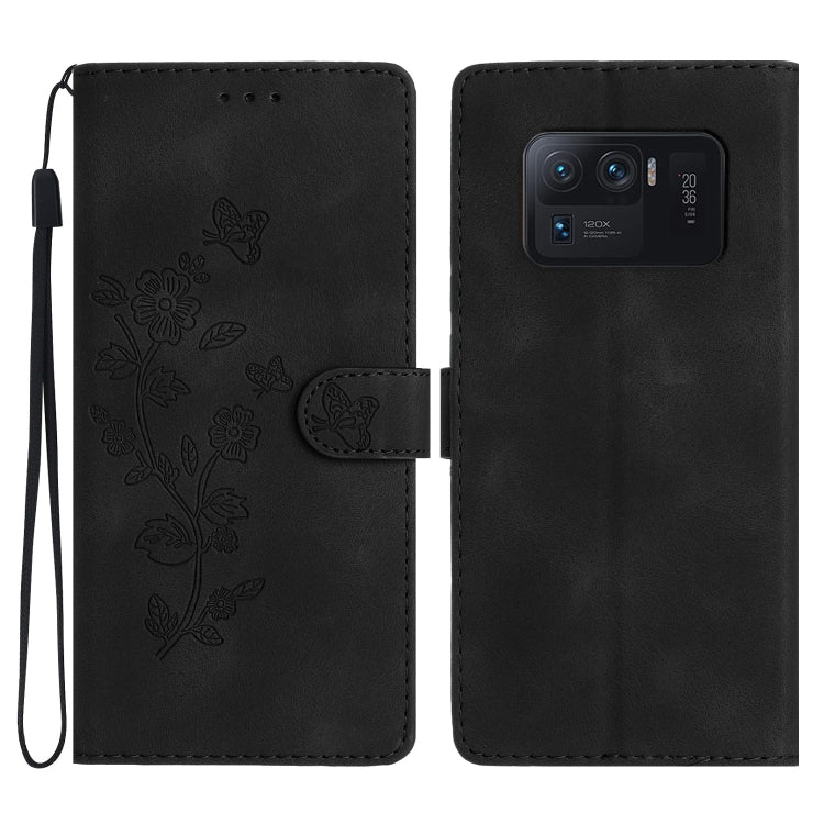 Flower Butterfly Embossing Pattern Leather Phone Case
