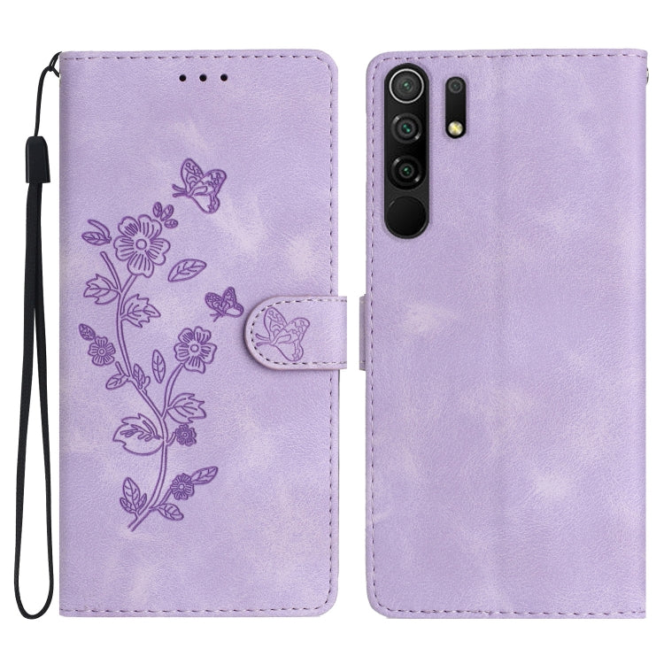 Flower Butterfly Embossing Pattern Leather Phone Case