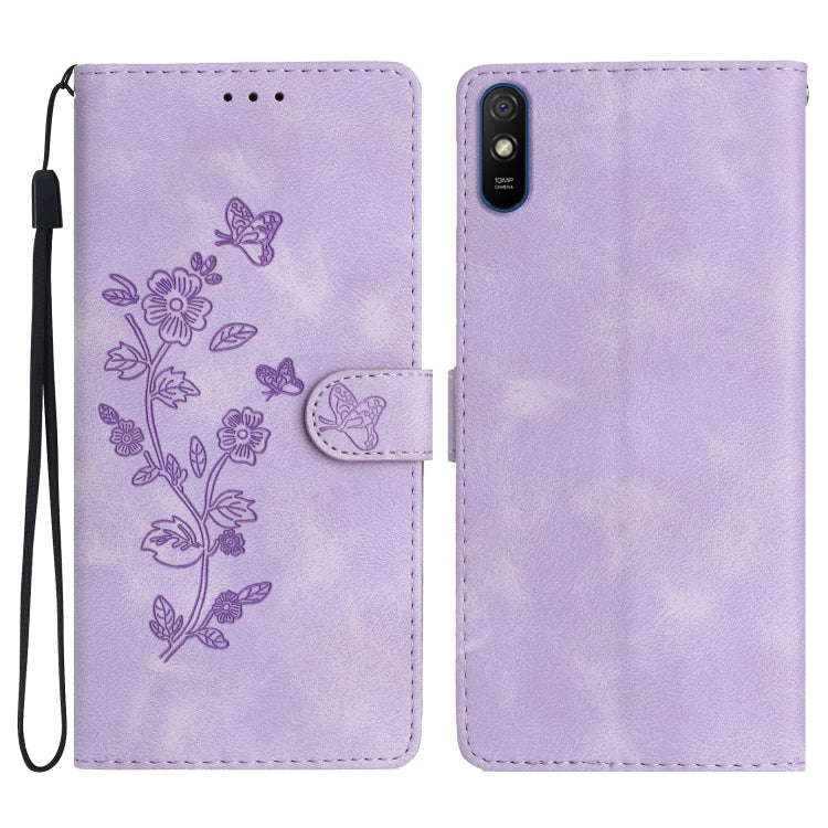 Flower Butterfly Embossing Pattern Leather Phone Case