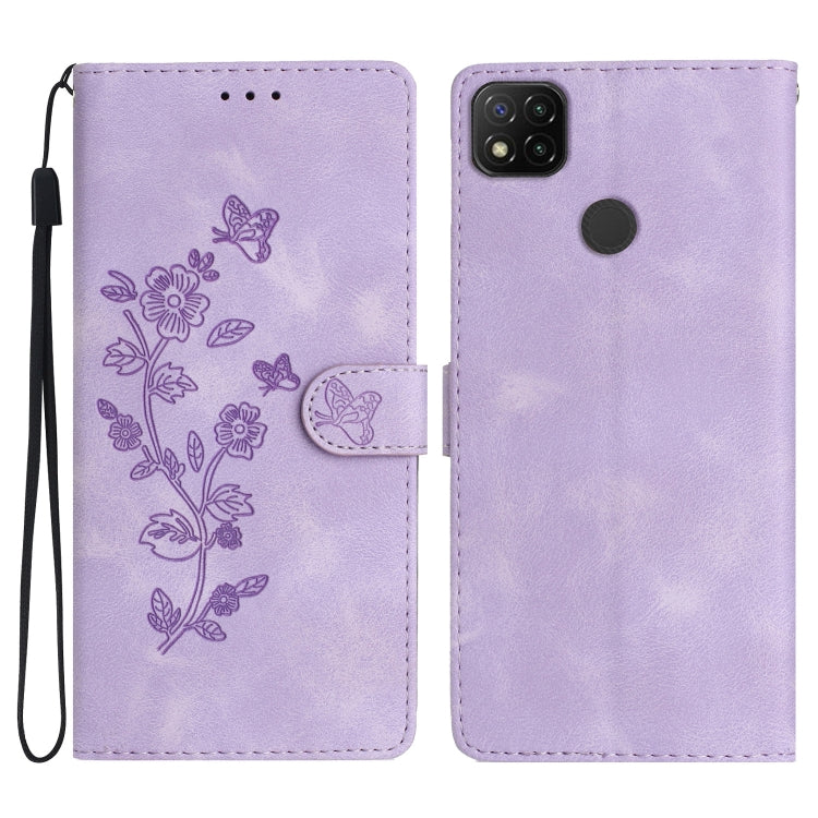 Flower Butterfly Embossing Pattern Leather Phone Case
