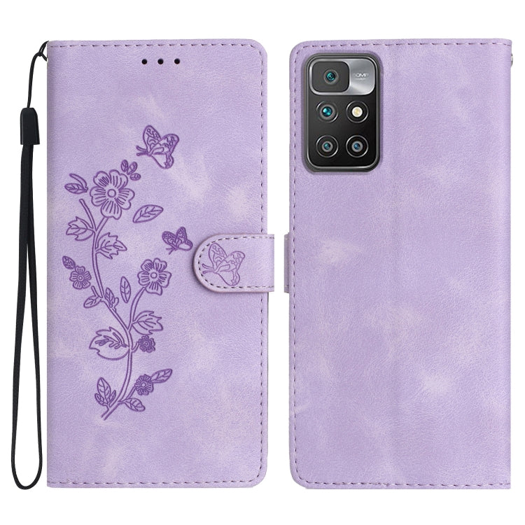 Flower Butterfly Embossing Pattern Leather Phone Case