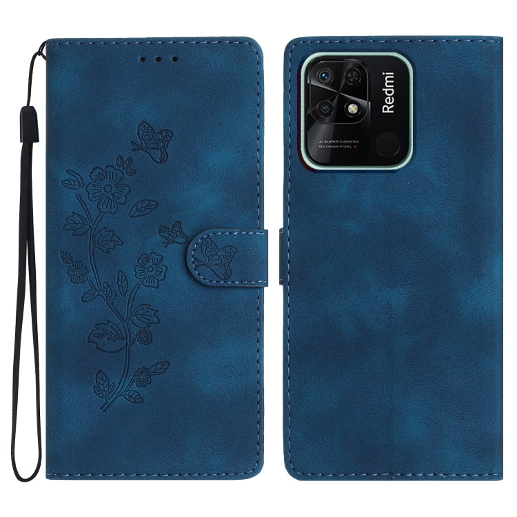 Flower Butterfly Embossing Pattern Leather Phone Case
