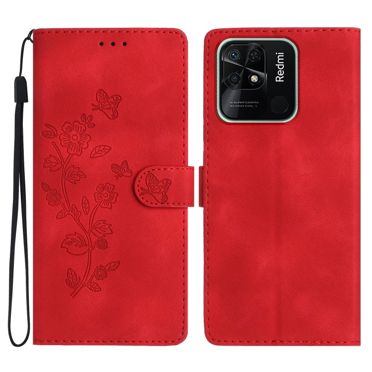 Flower Butterfly Embossing Pattern Leather Phone Case