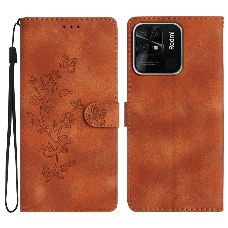 Flower Butterfly Embossing Pattern Leather Phone Case