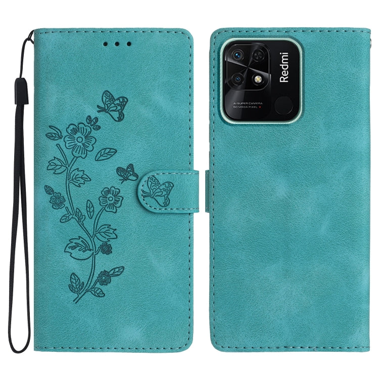 Flower Butterfly Embossing Pattern Leather Phone Case