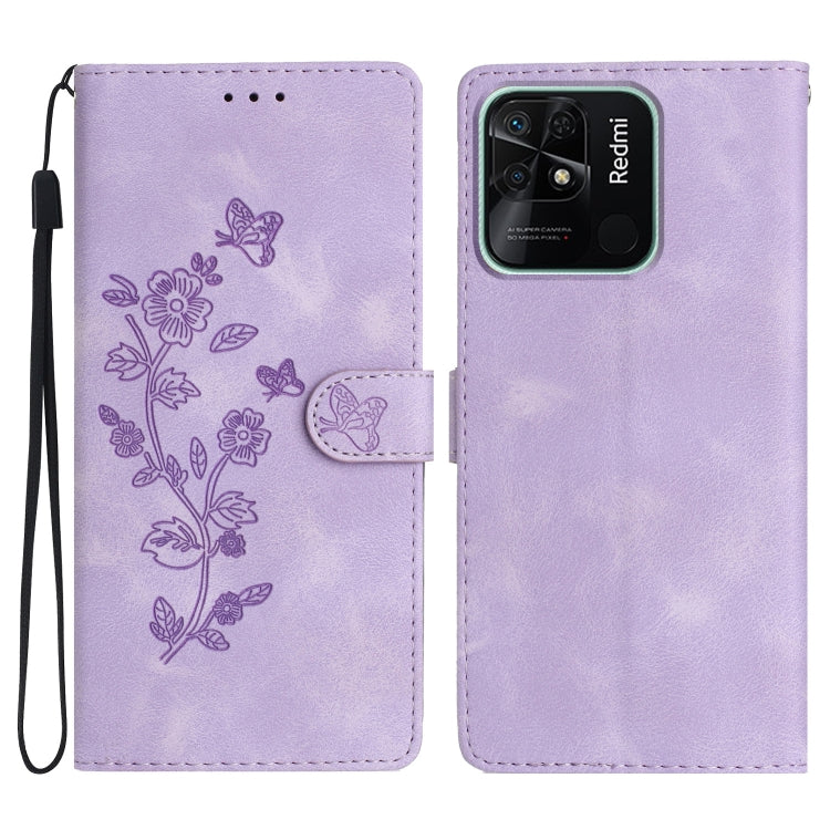Flower Butterfly Embossing Pattern Leather Phone Case
