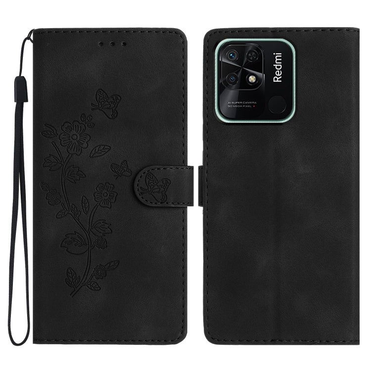 Flower Butterfly Embossing Pattern Leather Phone Case